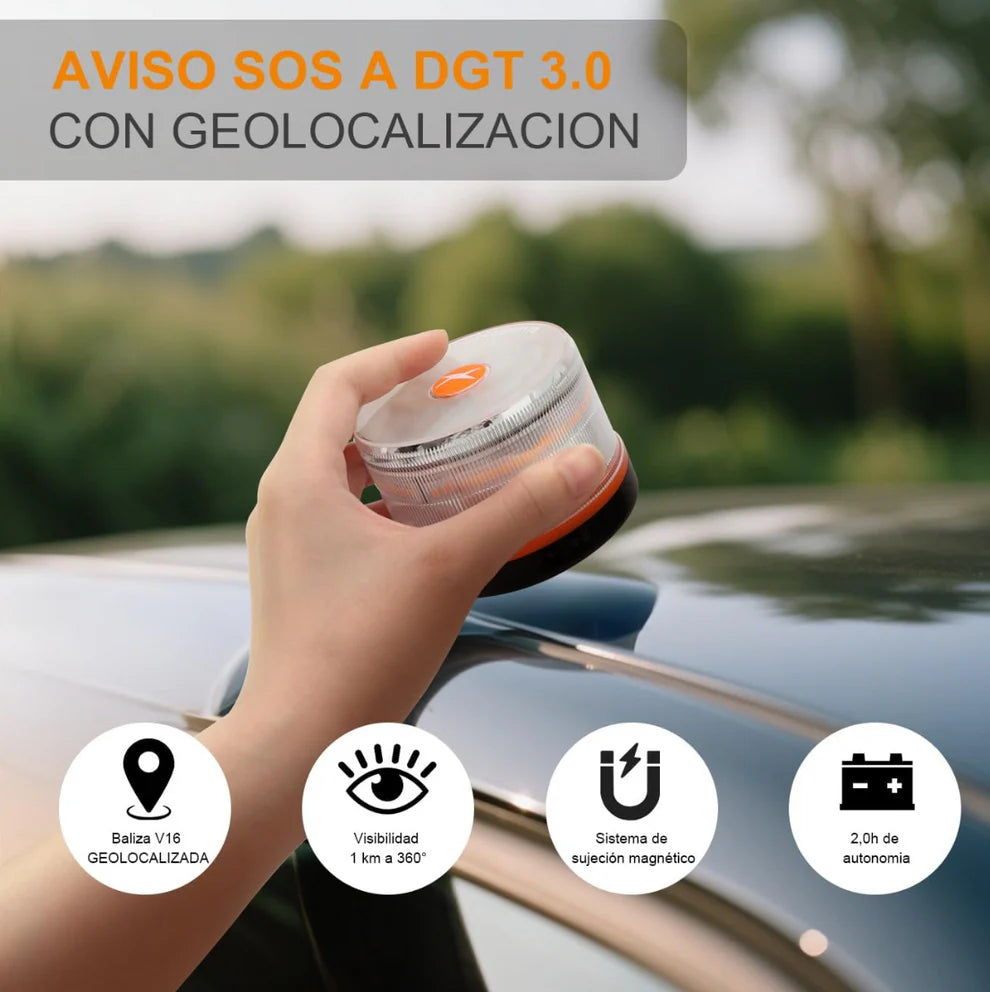 Luz de Emergencia V16 DGT con Geolocalización 3.0 – IP54 – Normativa 2026